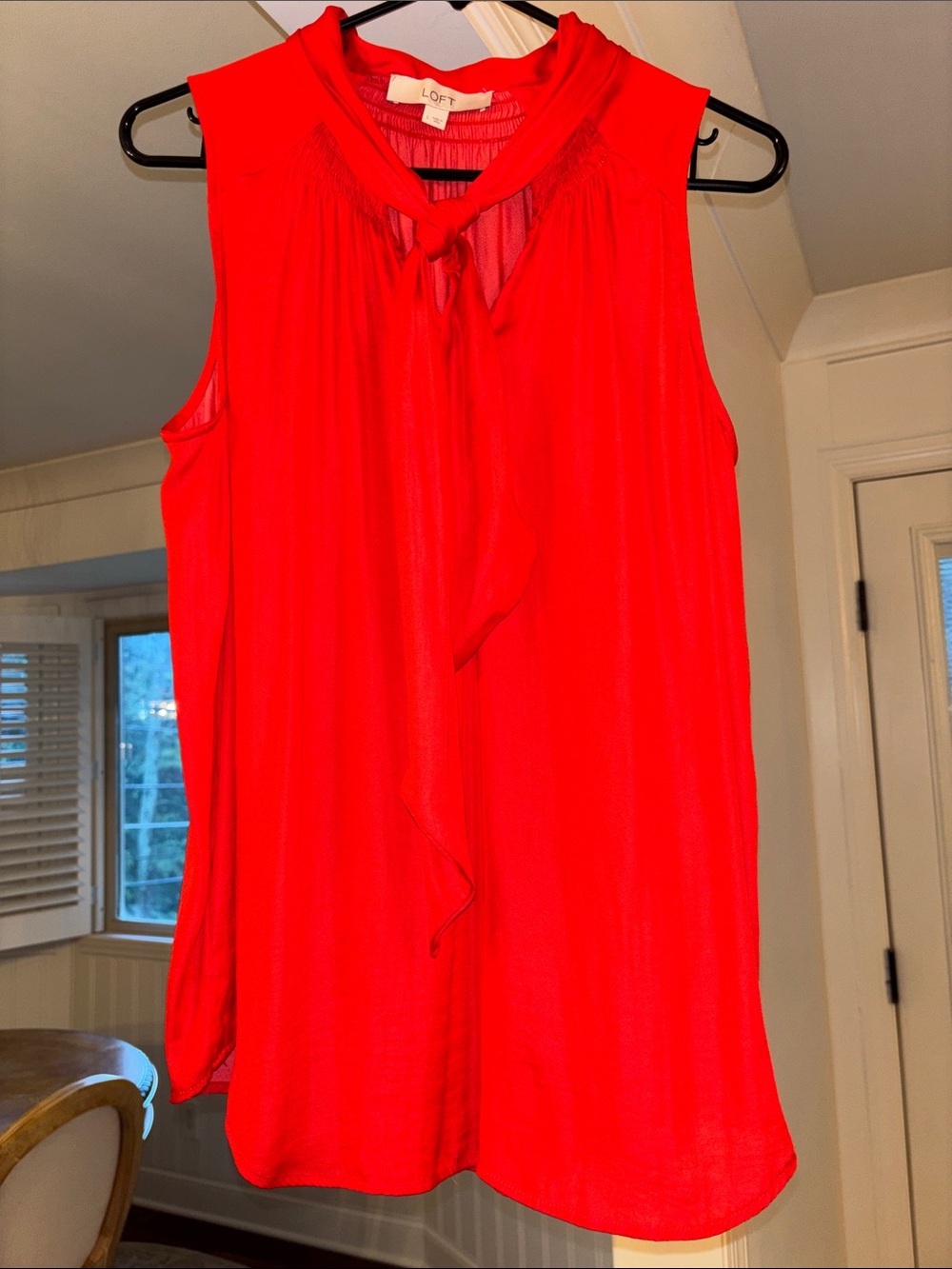 LOFT Bright Red Sleeveless Tie-Neck Camisole